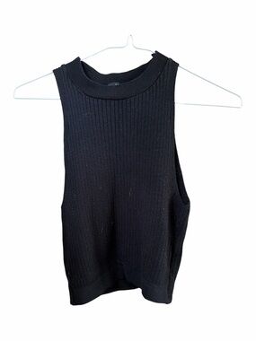 Sleeveless Ribbed Knit Tank Top - Black
